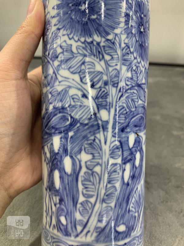 明崇祯青花淡描梅竹花鸟纹筒瓶 - 图11